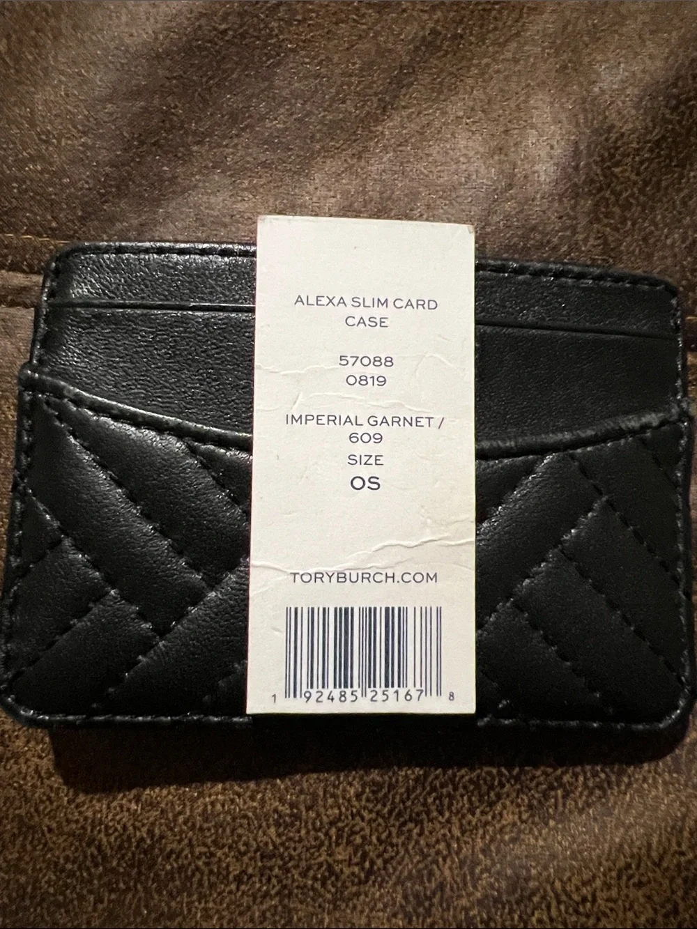 Tory Burch Black Quilted Leather Card & Key Holder